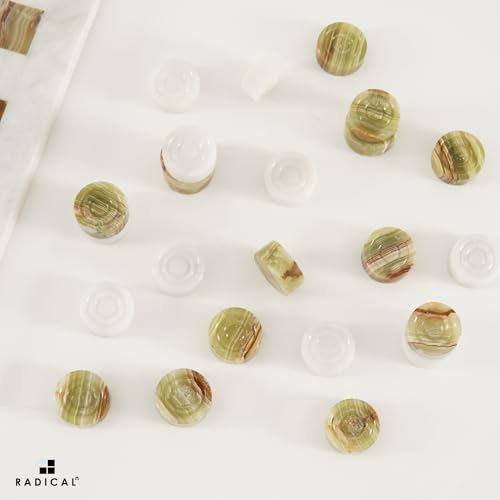 Radicaln Marble Checker Figures 1.25'' Inches White and Green Onyx Handmade Classic Checkers Pieces for Board Game, Draughts Board Game for Adults - color: White and Green Onyx