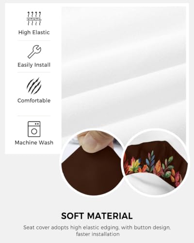 Savannan Office Chair Cover, Fall Burnt Orange Maple Leaf Watercolor Protective Stretch Elastic Universal Cover for Desk Task Chair,Computer Rotating Chair 1 Pcs Thanksgiving Plants Dark Brown