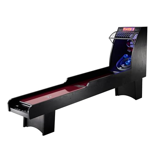 Hall of Games Roll & Score Multiple Styles Arcade Game Collection, Durable & Stylish Designs with Game Balls, Perfect for Family Game Rooms - style: 10 Ft. 8 In. Burgundy Black