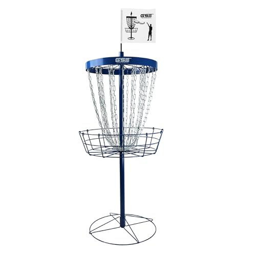 GSE Games & Sports Expert PRO Portable Disc Golf Target Basket, 12 Chains/24 Chains Metal Flying Disc Golf Practice Goal Baskets for Outdoor, Yard, Backyard, Park Training & Games - color: Blue, style: Professional - 24 Chains