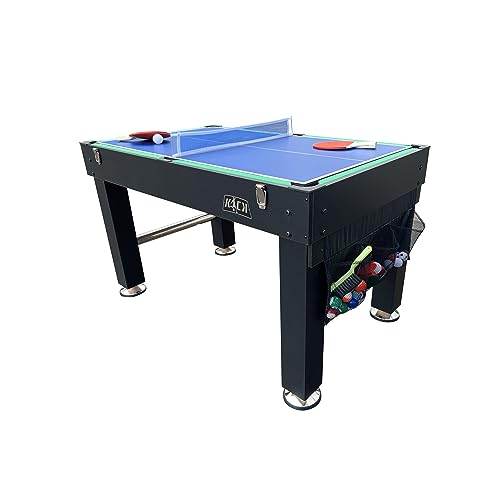 KICK Morpheus 55" 5-in-1 Multi-Game Table – Foosball, Billiards/Pool, Ping Pong, Glide Hockey, and Basketball - color: Black