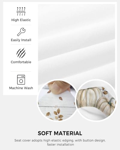 Savannan Office Chair Cover, Retro Fall Pumpkin Plant Rose Flower Protective Stretch Elastic Universal Cover for Desk Task Chair,Computer Rotating Chair 1 Pcs Gray Wooden