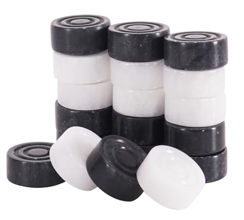 Radicaln Marble Checker Figures 1.25'' inches Black and White Handmade Checkers Pieces for Adults Board Game Draughts Checker Pieces for Checker & Chess Board Game - color: Black and White