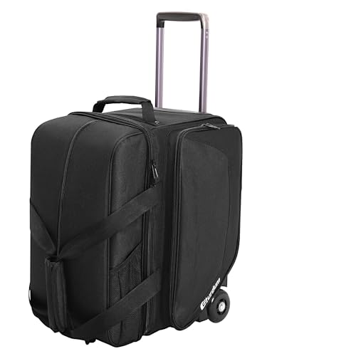 Bowling Roller Bag with Wheels, Rolling Bowling Ball Bag with Shoe Compartment, Retractable Handle, EVA Dividers - color: Black, size: Single Bag