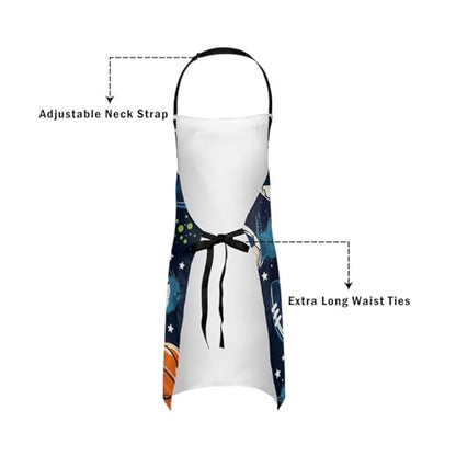 Manfei Ball Sports Kids Kitchen Apron - color: Orange Dark Blue
