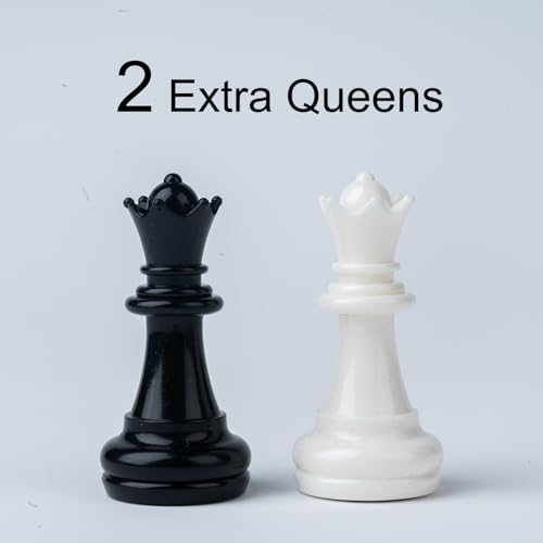 Chess Set with 2 Extra Queens, 9.7-inch Magnetic Foldable Chessboard, Travel Portable Educational Board Game, Suitable for Adults, Kids, Beginners and Professionals