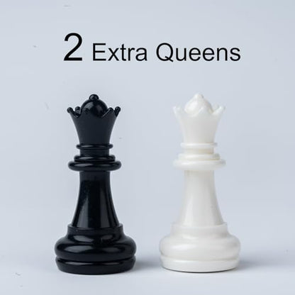 Chess Set with 2 Extra Queens, 9.7-inch Magnetic Foldable Chessboard, Travel Portable Educational Board Game, Suitable for Adults, Kids, Beginners and Professionals