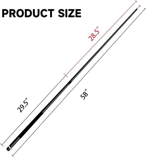 GSE Games & Sports Expert 58" 2-Piece Fiberglass Graphite Composite Billiard Pool Cue Sticks (Several Colors Available, Weight from 18oz, 19oz, 20oz, 21oz) - color: Matte Black, style: 19oz
