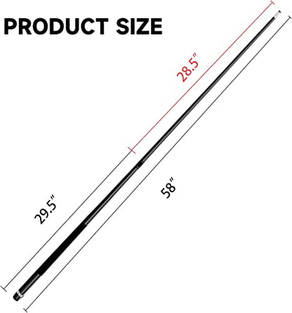 GSE Games & Sports Expert 58" 2-Piece Fiberglass Graphite Composite Billiard Pool Cue Sticks (Several Colors Available, Weight from 18oz, 19oz, 20oz, 21oz) - color: Matte Black, style: 19oz