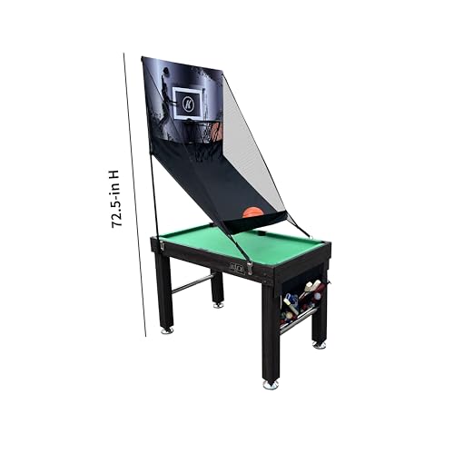 KICK Minotaur 48" 5-in-1 Multi-Game Table - Foosball, Glide Hockey, Billiards/Pool, Ping Pong & Basketball - color: Brown