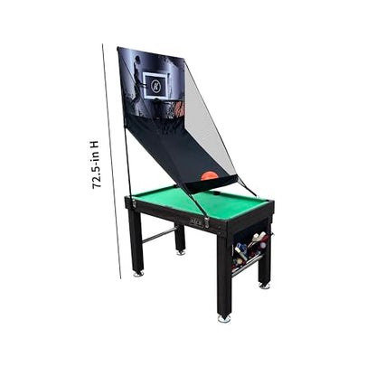 KICK Minotaur 48" 5-in-1 Multi-Game Table - Foosball, Glide Hockey, Billiards/Pool, Ping Pong & Basketball - color: Brown