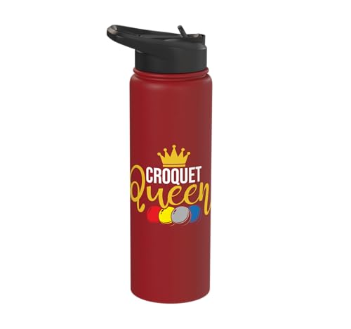 Croquet Queen - Lawn Game Mallet Wicket Hoop Ball Stainless Steel Insulated Water Bottle - color: Red