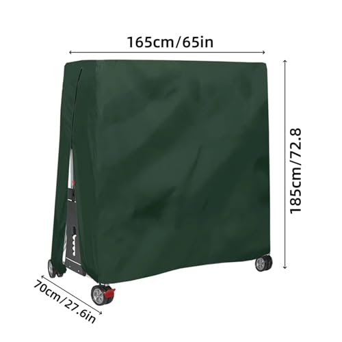 Table Tennis Cover, Indoor Waterproof Dustproof Sunscreen Ping Pong Table Cover Fits Folding Tables All Weather Protection 5.4*2.3*6.1ft（Green）