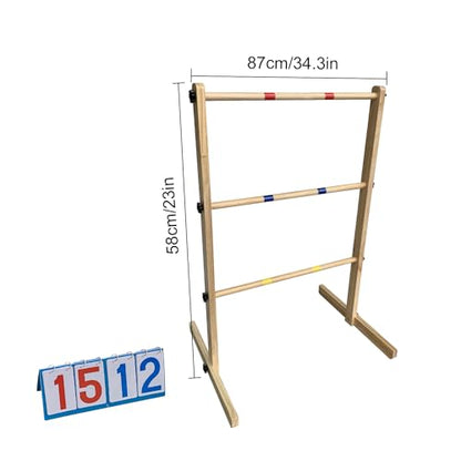 Ladder Ball Set with 2 Ladders 6 Bolas and Scoreboard Lawn Game Ladder Toss Outdoor Ladder Toss Game Set Wood Ladder Ball Set