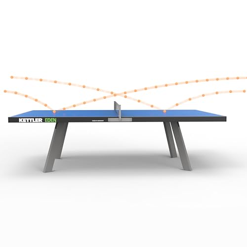 KETTLER Eden Weatherproof Stationary Outdoor Table Tennis Table with Galvanized Steel Legs and Permanent Net and Post System