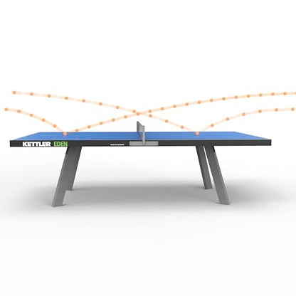 KETTLER Eden Weatherproof Stationary Outdoor Table Tennis Table with Galvanized Steel Legs and Permanent Net and Post System