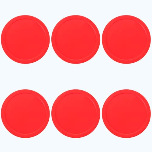 6 Pack 3 1/4 Inches Air Hockey Pucks Full Size Heavy Replacement Pucks for Air Hockey Tables (Red 82mm)