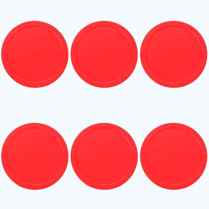 6 Pack 3 1/4 Inches Air Hockey Pucks Full Size Heavy Replacement Pucks for Air Hockey Tables (Red 82mm)