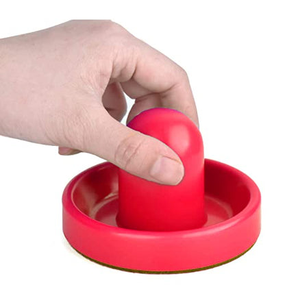 Air Hockey Pushers and Pucks - Air Hockey Paddles and Goal Handles Replacement Accessories for Game Tables (4 Pushers, 8 Pucks) - color: Red&Black
