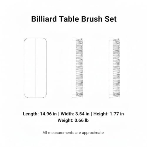Billiard Table Brush Set, Natural Horsehair Bristles with Wood Handle for Pool Table Felt, 2-Pack - size: 14.96 x 3.54 x 1.77 in