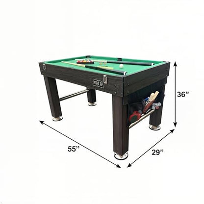 KICK Tetrad 55" 4-in-1 Multi Game Table – Foosball, Billiards/Pool, Air Hockey & Ping Pong - color: Brown