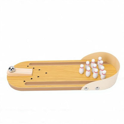 SUNGOOYUE Mini Bowling Mini Bowling Set, Tabletop Game Wooden Synthetic Desktop Alley for Adults Teens Break Room Gifts