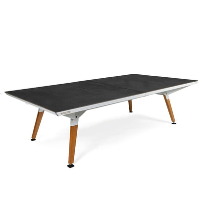 CORNILLEAU - Origin Outdoor Table - Design Ping-Pong Table - Made in France - Convertible - White - style: Fabric Net + Fixed Net - Tabletop: Dark Stone