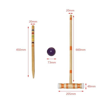 Generic Croquet Set for 6 Players 2 Ending Stakes for Yard Teenager Outdoor Games Sport, Multi