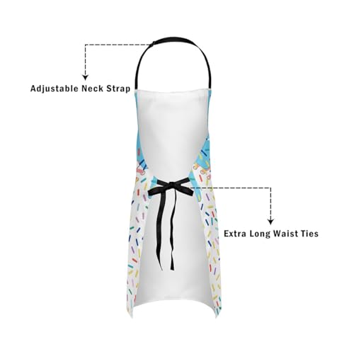 Manfei Baseball Ice Cream Kids Kitchen Apron - color: Sky Blue