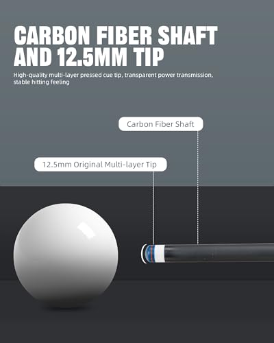 CRICAL Carbon Fiber Pool Cue Stick 58" Billiard Cue Sticks Professional Low Deflection Pool Sticks with 3/8 * 8 Pin Joint and 12.5mm Tip - color: 014-CL03 set
