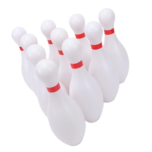 Kids Bowling Set, 10 White Plastic Pins with 2 Lightweight Balls for Indoor Outdoor Fun, Safe Bowling Toys for Toddlers Birthday Party Activities
