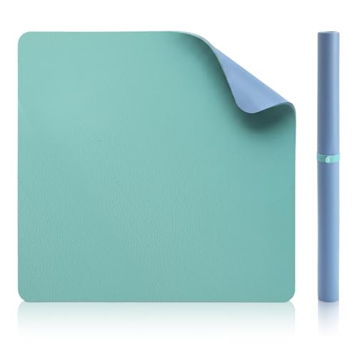 Drydiet Vegan Leather Mahjong Game Mat 31.5 x 31.5 Inch Reversible Anti Slip Noise Reducing Waterproof Mahjong Mat for Table, Poker, Board Games, Dominoes and Card Game(Mint Green and Dusty Blue) - color: Mint Green and Dusty Blue