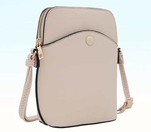 Solene Small Crossbody Bag with Gold Hardware, Mini Shoulder Purse with Adjustable Strap - color: Nude