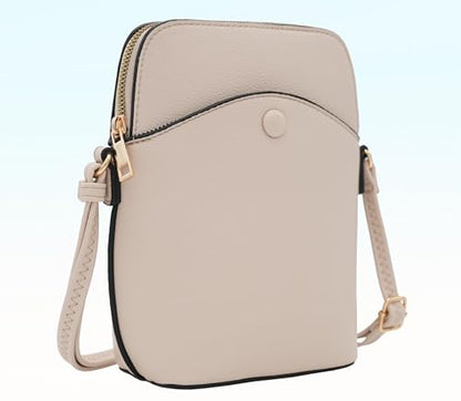Solene Small Crossbody Bag with Gold Hardware, Mini Shoulder Purse with Adjustable Strap - color: Nude