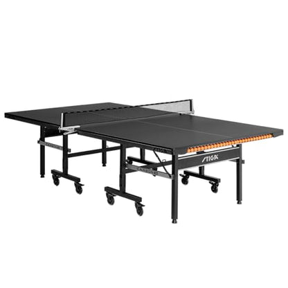 STIGA Carbon Series Indoor Table Tennis Table with 15mm - 18mm Performance Top, QuickPlay Assembly, Built-in Ball Storage, Foldable Playback Mode & Lockable Casters - style: Carbon 18