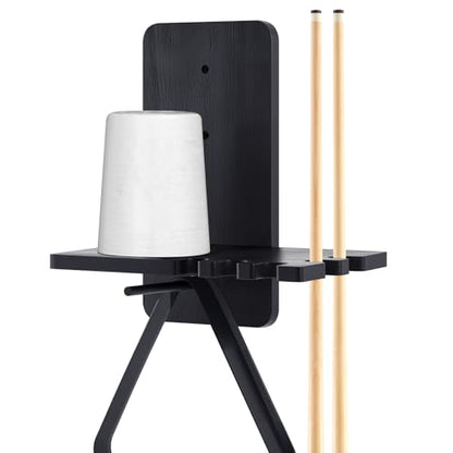Geelin Wall Mounted Cone Chalk Holder, Wood Pool Hand Chalk Holder with 5 Cue Grooves, Billiards Pool Table Accessories, Billiard Room & Bar (Black,with Triangle Rack Hook) - color: Black, style: with Triangle Rack Hook