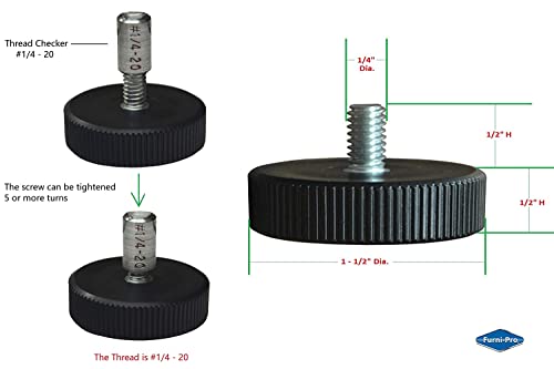 Table Base Leveler (Table Base Glide) for Restaurants & Homes, Adjustable, Thread #1/4-20, 20 pcs per Pkg (20)