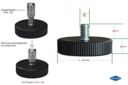 Table Base Leveler (Table Base Glide) for Restaurants & Homes, Adjustable, Thread #1/4-20, 20 pcs per Pkg (20)