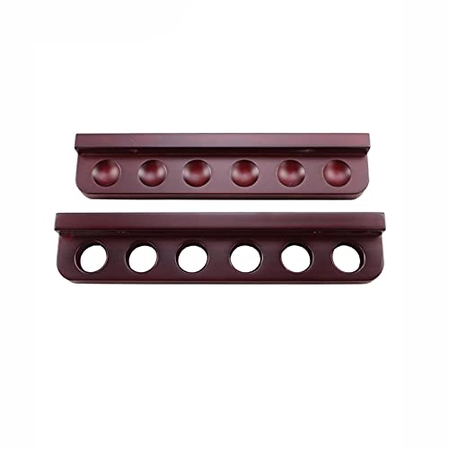 2-Piece Wall-Mounted Billiard Cue Holder 6-Hole Solid Wood Cue Holder Hanging Ball Billiard/Pool Cue Rack for Game Rooms Clubs