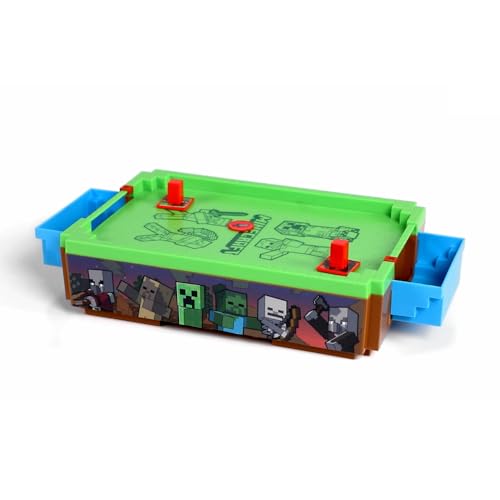 Minecraft: Mini Arcade Air Hockey - Overworld - 14" Motorized Tabletop Game, Iconic Sounds, Customizable Pushers, Licensed, Adults- Kids 3+, 2 Players
