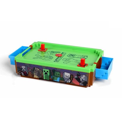 Minecraft: Mini Arcade Air Hockey - Overworld - 14" Motorized Tabletop Game, Iconic Sounds, Customizable Pushers, Licensed, Adults- Kids 3+, 2 Players