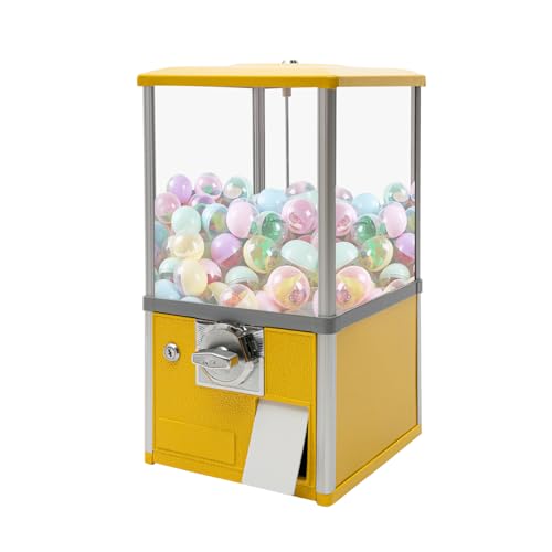 Gumball Machine for Kids, 25-cent Vending Machines, PS Bouncy Balls Dispenser, 1.77-1.97in Huge Load Capacity Coin Operated Gumball Bank, Hold 200 Capsule Toys for Retail/Game Store (Yellow) - color: Yellow