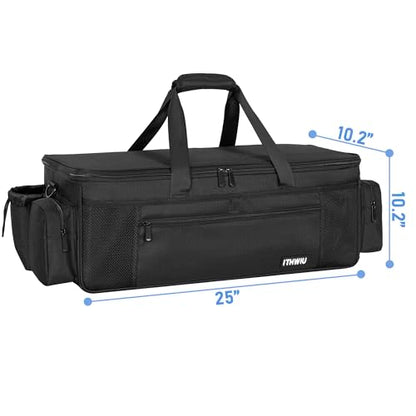 Disc Golf Storage Bag Durable Large Capacity with Dividers and Multi Side Pockets, Black - style: 25 X 10.2 X 10.2 Inch