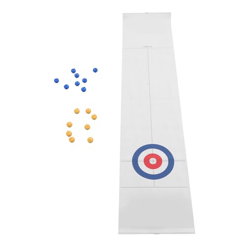 Tabletop Curling Game, Fun Foldable Pad with Mini Hockey Pucks, Indoor Sports Toy for Family Game Night, Parties and Office Entertainment