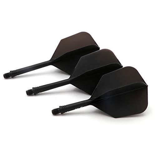 CUESOUL 3 Sets Integrated Dart Shaft and Flights,Dart Shaft Length 21mm/28mm/33mm - color: Shaft Length 21mm+28mm+33mm-Big Wing Shape-All Black