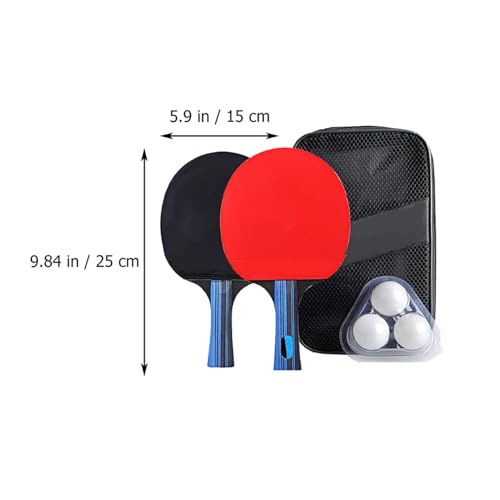 Double-Sided Rubber Table Tennis Paddles Set with Solid Blade and Ergonomic Handles Includes Short Handle Rackets Balls and Storage Bag for Beginner Indoor Outdoor Play