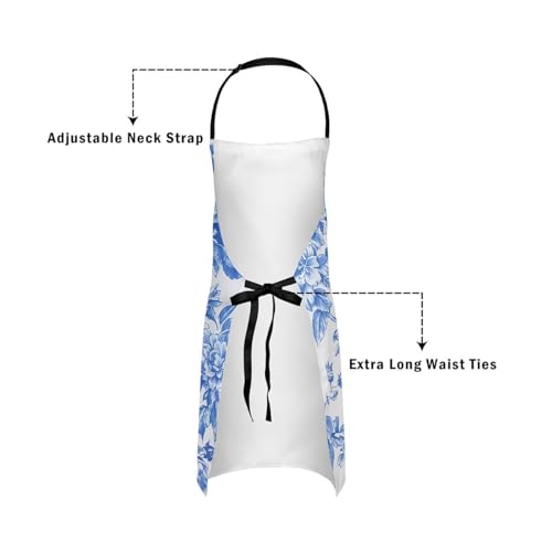 Manfei Blue Bowknot Kids Kitchen Apron - color: Ink Blue