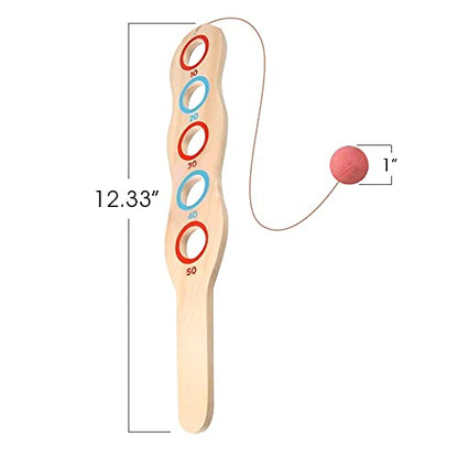 ArtCreativity Wooden Flip Paddle Game, Set of 2, Wood Paddle Toy with Red Ball on String, Outdoor Toys for Boys and Girls, Beach and Backyard Games for Kids and Adults, Great Gift Idea - size: 12.33 inches tall
