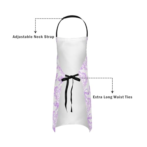 Manfei Blue Bowknot Kids Kitchen Apron - color: Purple