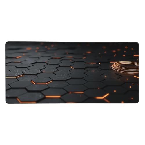 Large Extended Gaming Mouse Pad with Stitched Edges, (35.4X15.7In) Durable Non-Slip Natural Rubber Base, Waterproof Computer Keyboard Pad Mat for Esports Pros/Gamer/Desktop/Office/Home (E) - color: E